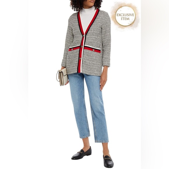 NWOT Maje Visala Tweed Effect Cardigan Jacket Straight Midi Size 38 M - Picture 3 of 13